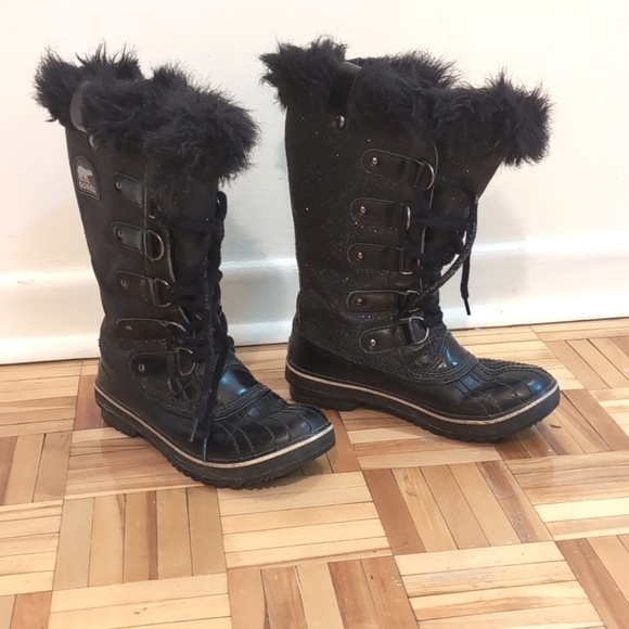Sorel Tofino black glitter sparkle waterproof winter boots size 6 - Picture 1 of 12